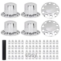 F&R Chrome ABS Semi Truck Hub Cover Kit 33mm Lug 20 22.5 24.5 Hub Piloted Wheels