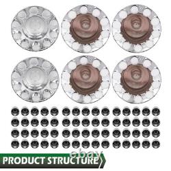 F&R Chrome ABS Semi Truck Hub Cover Kit 33mm Lug 20 22.5 24.5 Hub Piloted Wheels