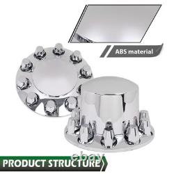 F&R Chrome ABS Semi Truck Hub Cover Kit 33mm Lug 20 22.5 24.5 Hub Piloted Wheels