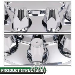 F&R Chrome ABS Semi Truck Hub Cover Kit 33mm Lug 20 22.5 24.5 Hub Piloted Wheels