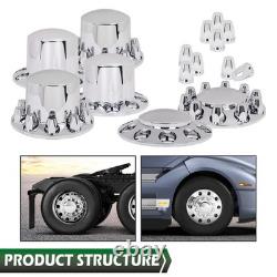 F&R Chrome ABS Semi Truck Hub Cover Kit 33mm Lug 20 22.5 24.5 Hub Piloted Wheels