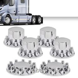 F&R Chrome ABS Semi Truck Hub Cover Kit 33mm Lug 20 22.5 24.5 Hub Piloted Wheels