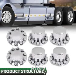 F&R Chrome ABS Semi Truck Hub Cover Kit 33mm Lug 20 22.5 24.5 Hub Piloted Wheels