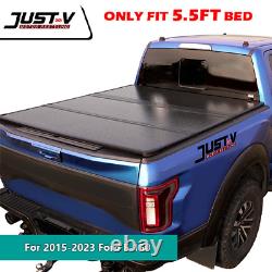 Fit for 16-2023 F150 Tonneau Cover 5.5ft Truck Bed Hard Tri-Fold Waterproof FRP