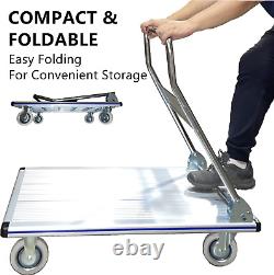 Folding Platform Truck, Aluminum, 660 lb. Cap, 48 x 24 x 8-3/8
