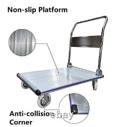 Folding Platform Truck, Aluminum, 660 lb. Cap, 48 x 24 x 8-3/8