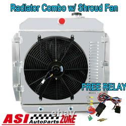 For 1955-1959 58 57 56 Chevy Apache Truck Pickup 3core Radiator+Shroud Fan+Relay