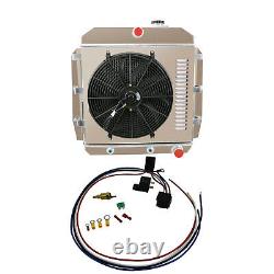 For 1955-1959 58 57 56 Chevy Apache Truck Pickup 3core Radiator+Shroud Fan+Relay