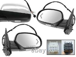 For GM Pickup 07-14 Mirror Power Folding Memory Signal Chrome Cap RH+LH 2pc Pair