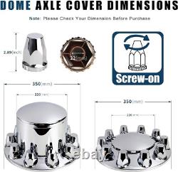 Front & Rear Chrome Dome Hub Cover Semi Truck Wheel Kit Axle Cover 33mm Lug