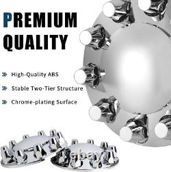 Front & Rear Chrome Dome Hub Cover Semi Truck Wheel Kit Axle Cover 33mm Lug