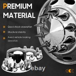 Front & Rear Chrome Dome Hub Cover Semi Truck Wheel Kit Axle Cover 33mm Lug