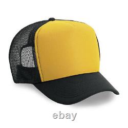 Gold/Black Trucker Hat 5 Panel Foam Front Mesh Back Hat 1dz New TRUCK-5 GB