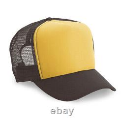 Gold/Brown Trucker Hat 5 Panel Foam Front Mesh Back Hat 1dz New TRUCK-5 GBRN