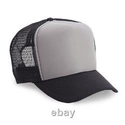 Grey/Black Trucker Hat 5 Panel Foam Front Mesh Back Hat 1dz New TRUCK-5 GRYB