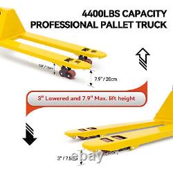 Heavy Duty 4400 lbs Cap 48L x 21W Pallet Jack Truck Manual with Wheels Hand