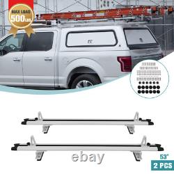 Heavy Duty 53 Truck Cap Topper Rack Aluminum Ladder Roof Rack 2 Crossbars White