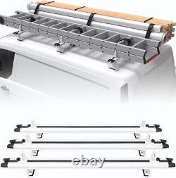 Heavy Duty 53 Truck Cap Topper Rack Aluminum Ladder Roof Rack 3 Crossbars White