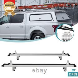 Heavy Duty 63 Truck Cap Topper Rack Aluminum Ladder Roof Rack 2 Crossbars White