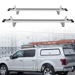 Heavy Duty 63 Truck Cap Topper Rack Aluminum Ladder Roof Rack 2 Crossbars White