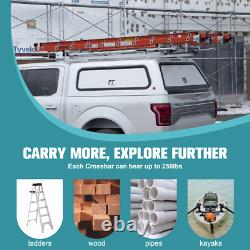 Heavy Duty 63 Truck Cap Topper Rack Aluminum Ladder Roof Rack 3 Crossbars White