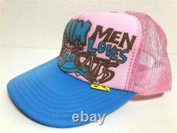 Kapital DENIM MEN LOVES CATS truck cap hat trucker pink sax