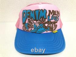 Kapital DENIM MEN LOVES CATS truck cap hat trucker pink sax
