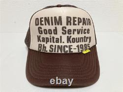 Kapital DENIM REPAIR SERVICE PT truck cap hat trucker ecru brown