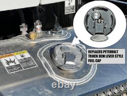 Keyed Alike Pair Diesel Fuel Caps Lever Style Aluminum for Peterbilt Trucks