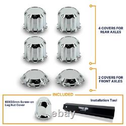 Luxury Chrome Semi Truck Hub Cover Wheel Axle Covers Center Caps with 33mm Lug Nu