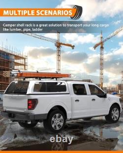 MELIPRON 60 Truck Cap Topper Rack Adjustable Aluminum Ladder Roof 60, Black MELIPRON 60 Truck Cap Topper Rack Adjustable Aluminum Ladder Roof 60, Black