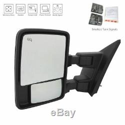 Mirror Towing Black Power Folding Heat Memory Turn Pair Set for 13-14 Ford F150