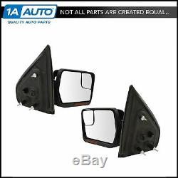Mirrors Power Heated Turn Signal with Chrome & Black Caps Pair Set for 04-14 F150