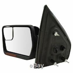 Mirrors Power Heated Turn Signal with Chrome & Black Caps Pair Set for 04-14 F150