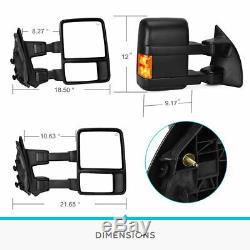 Mirrors Towing Power Heat Turn Signal Black Pair Fit for 07-14 Ford F250 F350