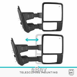 Mirrors Towing Power Heat Turn Signal Black Pair Fit for 07-14 Ford F250 F350