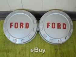 NOS 61-66 Ford 3/4 ton Pickup Truck F250 Hub Caps Set of 2 Bottle Cap Hubcaps