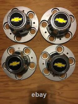 NOS 73-87 CHEVY 5 LUG TRUCK RALLY CENTER CAP SET 5 OEM Metal