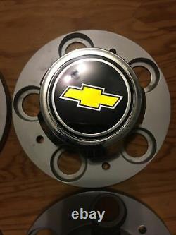 NOS 73-87 CHEVY 5 LUG TRUCK RALLY CENTER CAP SET 5 OEM Metal