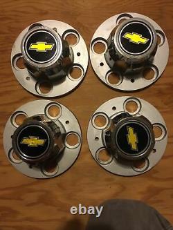 NOS 73-87 CHEVY 5 LUG TRUCK RALLY CENTER CAP SET 5 OEM Metal