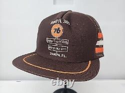 NOS Vintage Union 76 3 Stripe Trucker Hat Truckstop Made In USA Snapback Gas Oil