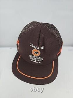 NOS Vintage Union 76 3 Stripe Trucker Hat Truckstop Made In USA Snapback Gas Oil