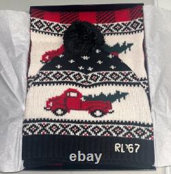 NWT's Polo Ralph Lauren Multicolor Winter Truck Beanie Hat Scarf Set withGift Box