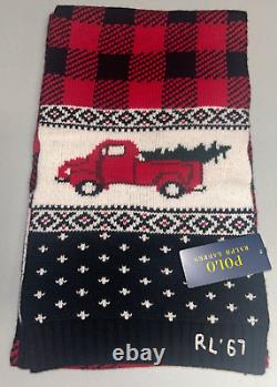 NWT's Polo Ralph Lauren Multicolor Winter Truck Beanie Hat Scarf Set withGift Box