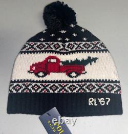 NWT's Polo Ralph Lauren Multicolor Winter Truck Beanie Hat Scarf Set withGift Box