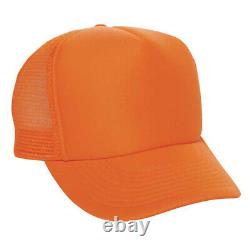 Neon Orange Trucker Hat 5 Panel Foam Front Mesh Back Hat 1dz New TRUCK-5 NORG