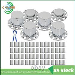 New 33mm Chrome Flat Top Hub Cover Kit Lug Nut Wheel Axle Covers for Semi Truck