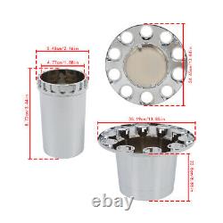 New 33mm Chrome Flat Top Hub Cover Kit Lug Nut Wheel Axle Covers for Semi Truck