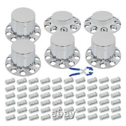 New 33mm Chrome Flat Top Hub Cover Kit Lug Nut Wheel Axle Covers for Semi Truck