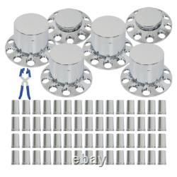 New 33mm Chrome Flat Top Hub Cover Kit Lug Nut Wheel Axle Covers for Semi Truck